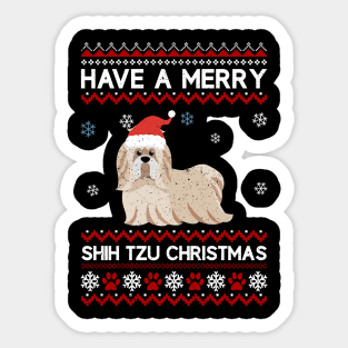 Shih Tzu Have A Merry Xmas Ugly Christmas Sticker